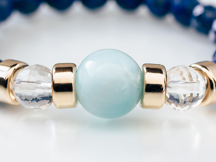 ラピスラズリ×ラリマー　14KGF ブレスレット 天然石ブレスレット ラピスラズリ さざれ石 14kgf bracelet