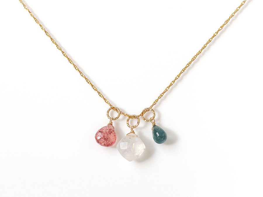 14k ストロベリークォーツ カザフスタン産 チャーム ネックレス