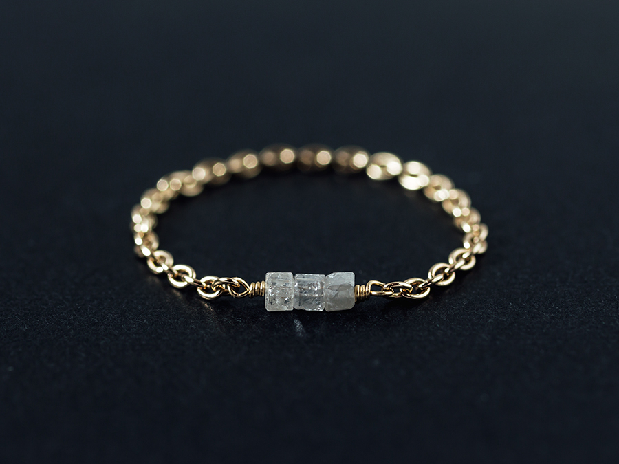 K10キューブダイヤモンド チェーンリング | 天然石ジュエリーのY K10キューブダイヤモンド チェーンリング | 天然石ジュエリーのY