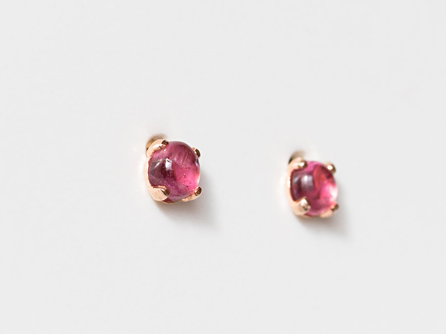 【Y-bijou】K14GFカボションピンクトルマリンピアス