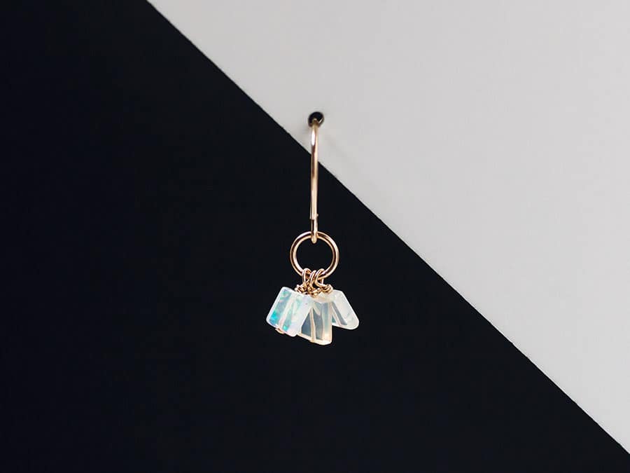 K14GFスクエア プレシャスオパールピアス-3 | 天然石ジュエリー  