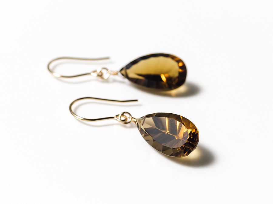 K14GFコンケーブカット ビアクォーツピアス K14GFコンケーブカット ビアクォーツピアス